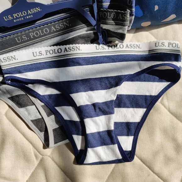 USPA 3pk women's briefs L: blu/whi,Blk/gry,Blu/gry - Picture 2 of 4